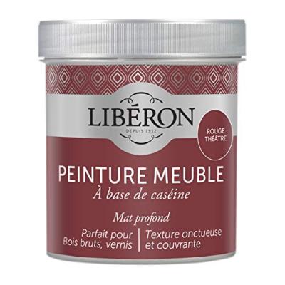 Peinture meuble et boiserie Cas&eacute;ine LIB&Eacute;RON rouge th&eacute;atre mat 0.5 l