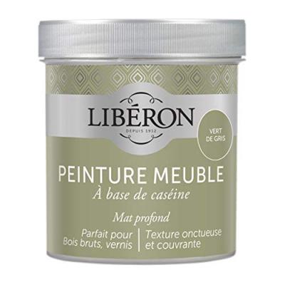 Peinture meuble et boiserie Cas&eacute;ine LIB&Eacute;RON vert de gris mat 0.5 l