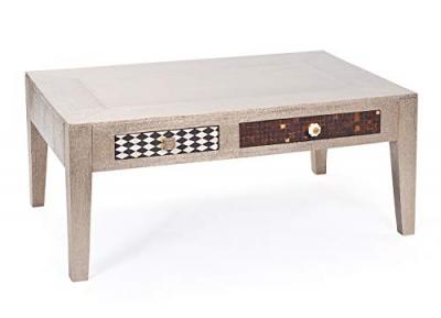 Table basse Noida 2 tiroirs - 110 x 70 x 45 cm - M&eacute;tal - Gris 