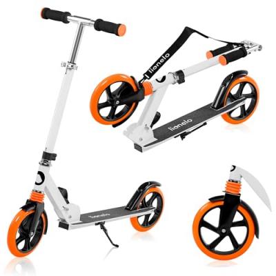 Lionelo Luca Trottinette Enfants Jusqu'&agrave; 100kg Roues 200mm Frein Pliable Blanc Orange
