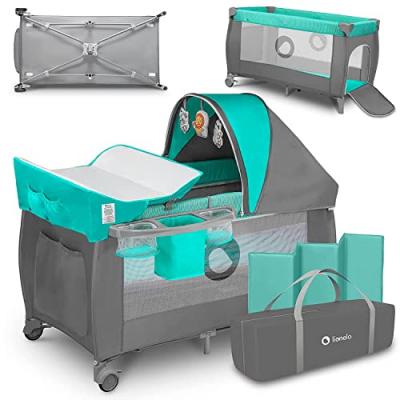 Lit Parapluie Lionelo Sven Plus - Turquoise Grey