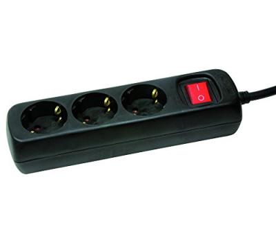 LogiLink LPS206B Multiprises avec Commutateur 3 Prises Noir