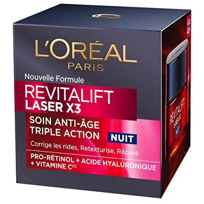 L'Or&eacute;al Paris Cr&egrave;me-masque anti-&acirc;ge nuit Laser X3 - Le pot de 50 ml