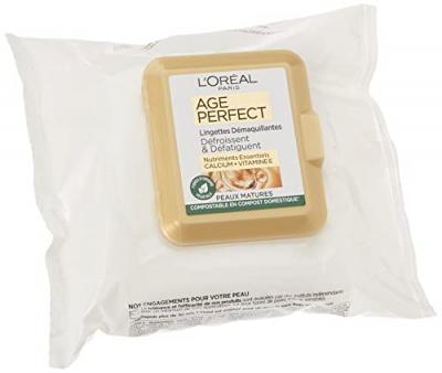 Lingettes d&eacute;maquillantes, d&eacute;froissent et d&eacute;fatiguent, peaux matures.