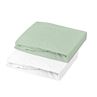 Lot al&egrave;se blanc et drap housse vert de gris (60 x 120 cm)