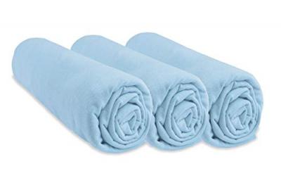 Lot de 3 draps housse jersey coton - 50x100 Couleur - Ciel