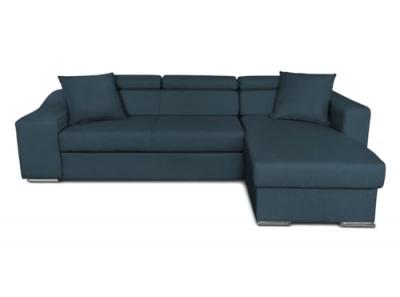 Canap&eacute; d'angle convertible bleu p&eacute;trole avec niche de rangement gauche