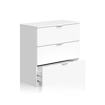 Habitdesign - Commode de chambre 3 tiroirs en simili - blanc