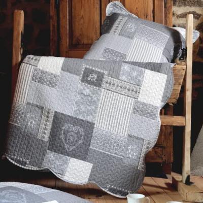 Lovely Casa Arkansas Boutis avec 2 Taies Polyester Gris 220 x 240 cm
