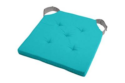 Coussin de chaise attaches scratchs turquoise et gris 38 x 38 cm