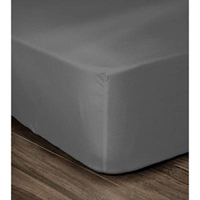 Lovely Home - Drap Housse 100% coton 180x200x30 cm gris fonc&eacute;