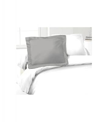 LOVELY HOME Lot de 2 Taies d'Oreillers 100% coton 50x70 cm gris clair