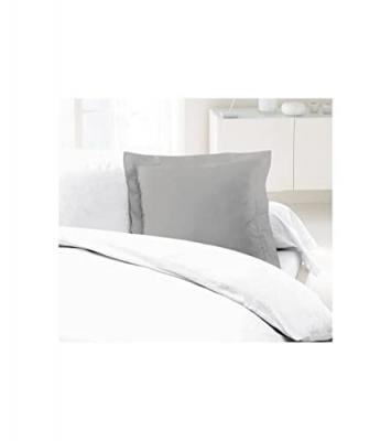 LOVELY HOME Lot de 2 Taies d'Oreillers 100% coton 63x63 cm gris clair