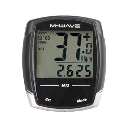 M-Wave M12 Compteur de Vitesse avec c&acirc;ble Unisexe Adulte, Noir, Taille Unique