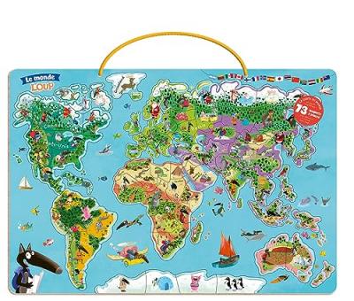 Ma carte du monde magn&eacute;tique en puzzle Loup