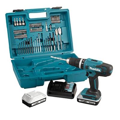 Perceuse visseuse &agrave; percussion 18V 42 Nm MAKITA 2 batt.BL1820G + chargeur + 74 pi&egrave;ces - HP488DAEX1