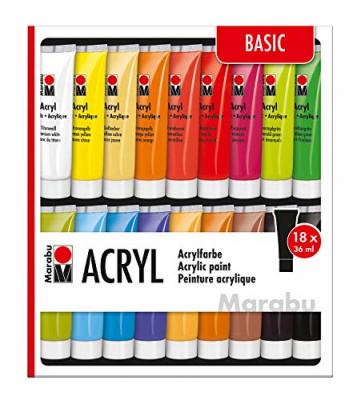 Marabu Set De Peinture Acrylique, 18 X 36 Ml, Couleurs 121000201