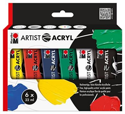 Marabu Set De Peinture Acrylique Artist Acryl, 6 X 22 Ml,