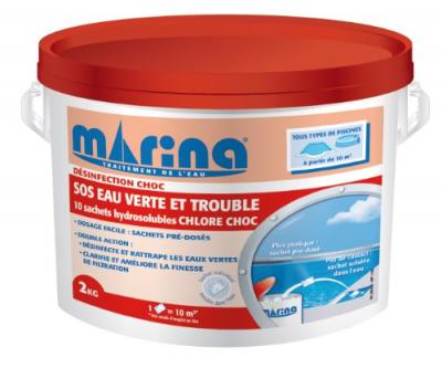 Chlore choc sachets SOS eau verte et trouble 2 kg - Marina