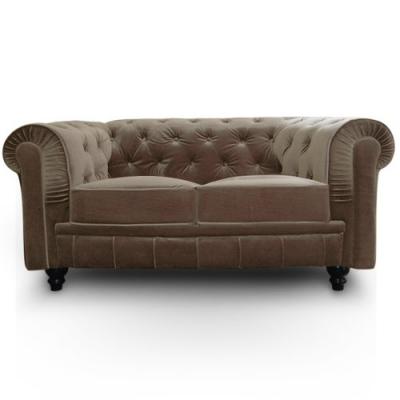 Menzzo A605V2 Contemporain Canap&eacute; 2 Places Bois/Velours Taupe 80 x 157 x 72 cm