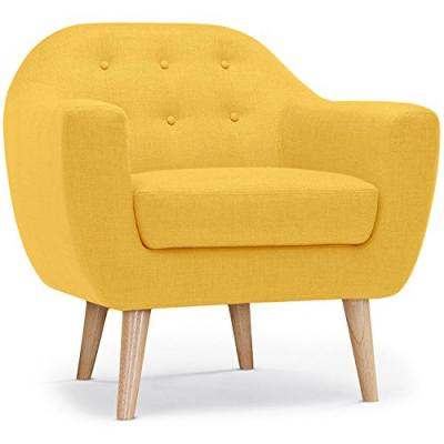 Fauteuil Scandinave Tissu Jaune FIDELIO