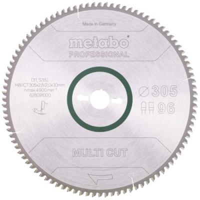 METABO 628091000 - Hoja de sierra metal duro HW/CT Multi Cut 305 x 30 mm dientes 96 FZ/TZ, 5&ordm; neg.