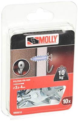 MOLLY Lot de 10 Crochets plat pour vis - &Oslash;4-5-6 mm