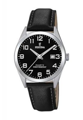 Montre Festina Classics F20446/3 Noir, Bracelet Cuir, Homme