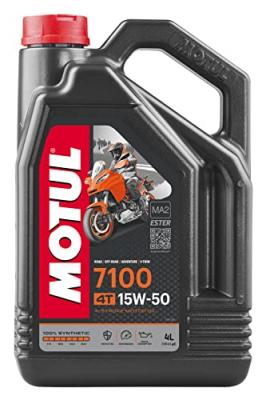 Motul 104299 7100 4T Huile pour Moto &agrave; Moteur 4 Temps 15W-50, 4&nbsp;l