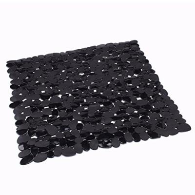 MSV 140892 Galets Tapis de Douche PVC Noir 53 x 53 x 0,1 cm