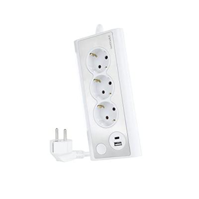 Rallonge 3 tomas schuko nanocable 10.37.0013-w usb x 2