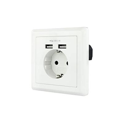 Prise Murale avec 2 Ports USB 10.35.0010 5V/2.4A Blanc