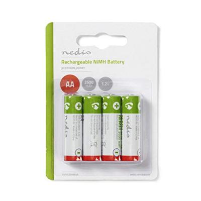 Nedis Lot de 4 Piles AA Rechargeables Ni-MH 1,2 V 2600 mAh