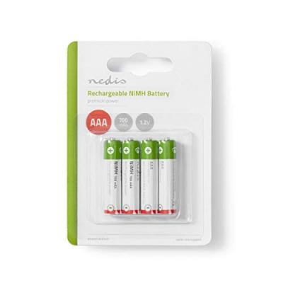 Lot De 4 Piles Rechargeables Nedis Type Aaa (r03) 1,2v 700mah