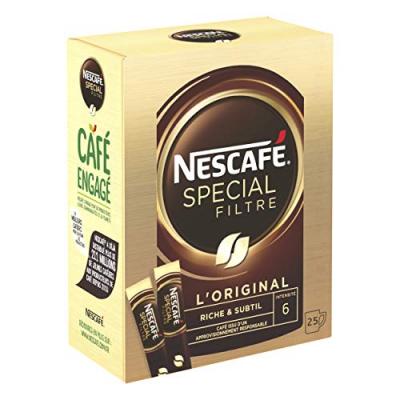 Nescaf&eacute; SPECIAL FILTRE, Caf&eacute; Soluble, Bo&icirc;te de 25 Sticks (2g chacun)