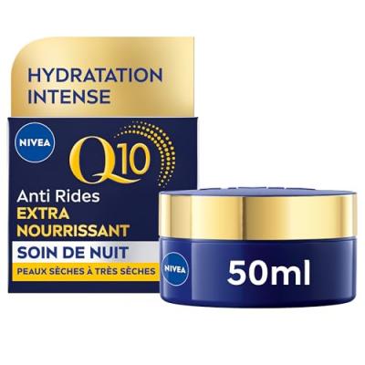 Nivea Q10 Anti-Rides Extra Nourrissant Soin de Nuit R&eacute;parateur 50 ml - Pot 50 ml