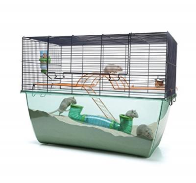 Cage gerbille habitat XL bleu marine 70x37x51cm