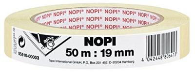 NOPI ruban de masquage en papier cr&ecirc;p&eacute;, 19 mm x 50 m, beige