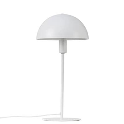 Lampe de table simple en m&eacute;tal blanc et abat-jour en forme de d&ocirc;me