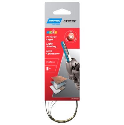 Bande pour lime &eacute;lectrique - lot de 4 - grain 80 - 13x454 mm - Norton