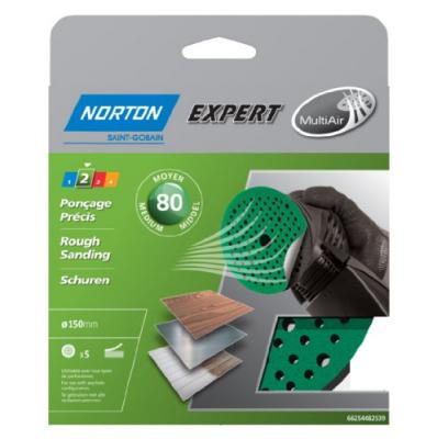 Lot de 5 disques abrasifs NORTON, 150 mm, grains 80