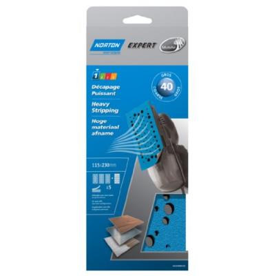 Norton - 5 Garnitures Corindon Multi-Air 115 X 230 Mm (Grain 40)