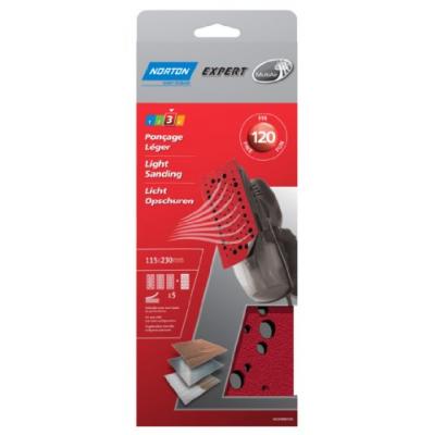 Norton - 5 Garnitures Corindon Multi-Air 115 X 230 Mm (Grain 120)