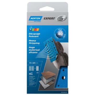 Norton - 5 Garnitures Corindon Multi-Air 93 X 185 Mm (Grain 40)