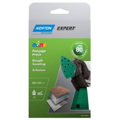 Norton - 5 garnitures corindon multi-ponceuse perfor&eacute;e (grain 80)