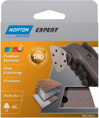 Norton - 5 garnitures corindon triangulaire perfor&eacute;e (grain 180)