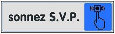 Plaquette de porte Sonnez SVP - Plexiglas couleur 170x45mm - 4033570