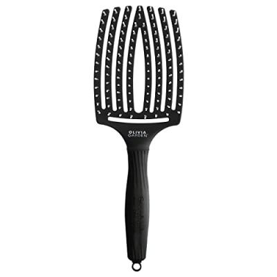 Olivia Garden Fingerbrush - Poils en Nylon Ionis&eacute;s - Large - Noir