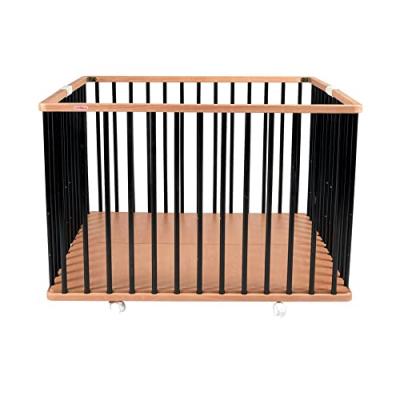 Parc b&eacute;b&eacute; carr&eacute; pliant en bois bicolore noir 92x98x67 cm