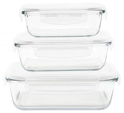 Bo&icirc;te Herm&eacute;tique Pebbly Rectangulaire En Verre Lot De 3